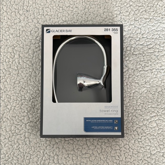 Glacier Bay Edgewood Silver Towel Ring - Picture 1 of 4